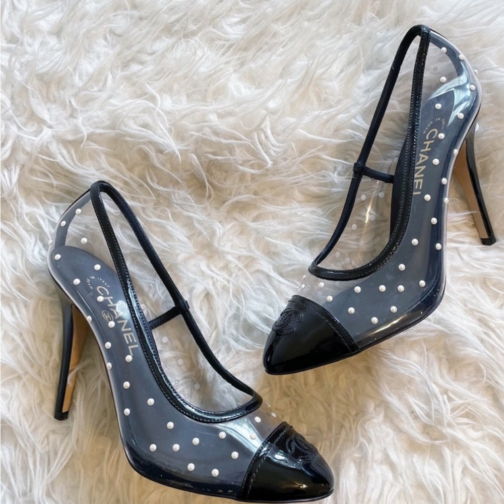 CHANEL Black Pearl Studded Heel